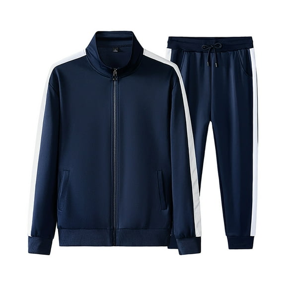 JIKNTTR Men's Hawaiian Matching Set Autumn Two Piece Solid Color Sportswear Set Sports Jacket Casual Pants Set Casual Loose Pant Sets