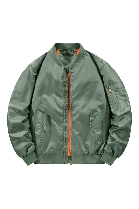 Men's Relaxed Fit Lightweight Jacket Spring Autumn Leisure Standing Neck Jacket Air Force No.1 Ma 1 Pilot Coat Jacket Relaxed Fit Lightweight Jacket