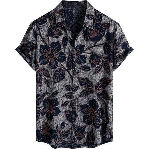JIKNTTR Men's Short Sleeve Button Down Tropical Shirts Casual Floral Summer Beach Shirt Button Down Summer Clothes with Pockets