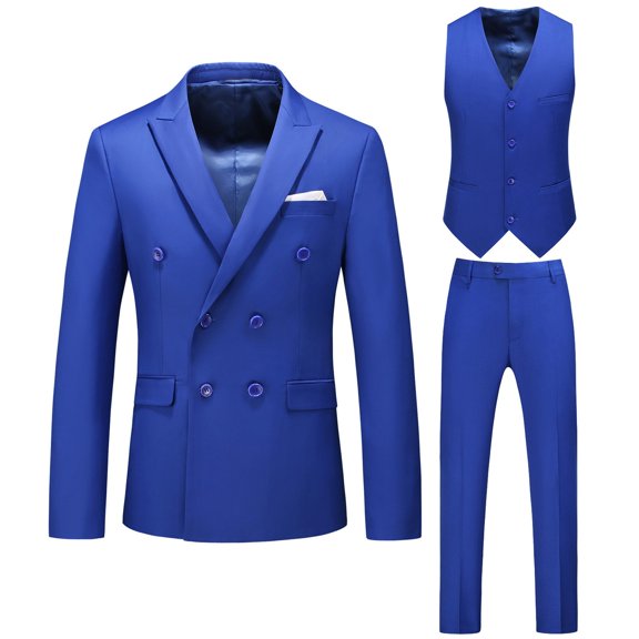 JIKNTTR Men's Slim Fit Suit Male Suits Business Wedding Party Suit Top And Bottom Three Piece Set Double Suit Comfy Jogging Loungewear