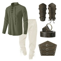 JIKNTTR Men's Slim Fit Suit Mens Clothing Vintage Classic Lace Up Shirt Shirt Pants Accessories Set Simple Versatile Pant Set