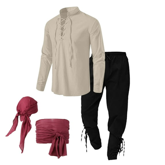 JIKNTTR Men's Summer Beach Outfits Mens Spring Autumn Vintage Set And Linen Four Piece Casual Beach Stand Shirt Size Loose Comfy Jogging Loungewear