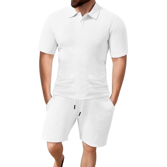 JIKNTTR Men's Summer Beach Outfits New Casual Sports Thin Lapel Shirt Short Sleeved Suit Leisure Versatile Outfit