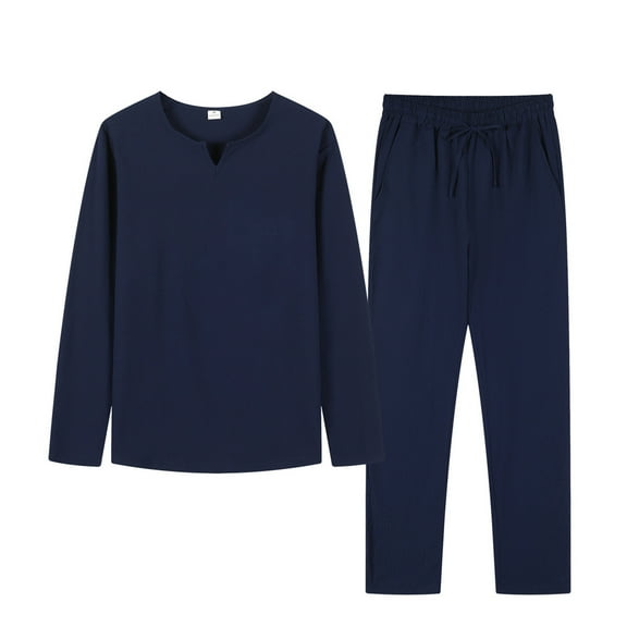 JIKNTTR Men's Summer Clothing Sets Spring Fashion Outdoor Leisure Long Sleeved Shirts Pants Set Loose Casual Yoga Outfits Leisure Walking Outfits