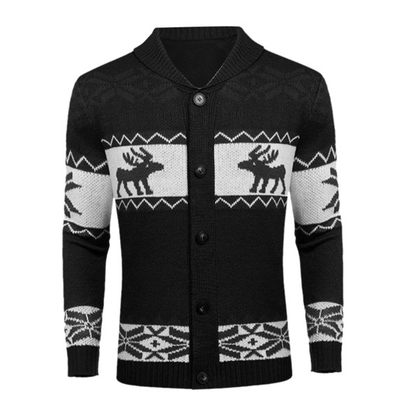 JIKNTTR Men's Sweater Christmas Sweater For Mens Cardigan Button Down Funny Knit Xmas Holiday Party Sweater Coat Stylish Sweater Coats