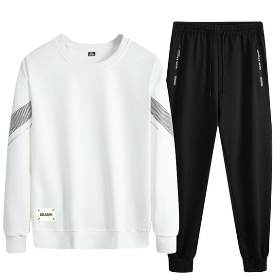 JIKNTTR Men's Track Suits 2 Piece Mens Spring Autumn Sportswear Suit Long Sleeved Hoodie Youth Crewneck Sweatshirt Casual Pants Set Simple Versatile Pant Set