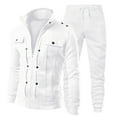 thumbnail image 1 of JIKNTTR Men's Track Suits 2 Piece Mens And Womens Autumn Winter Trend Street Loose Sports Classic Solid Color Sweatshirt And Sweatpants Set Sports Jogging Tracksuit, 1 of 6