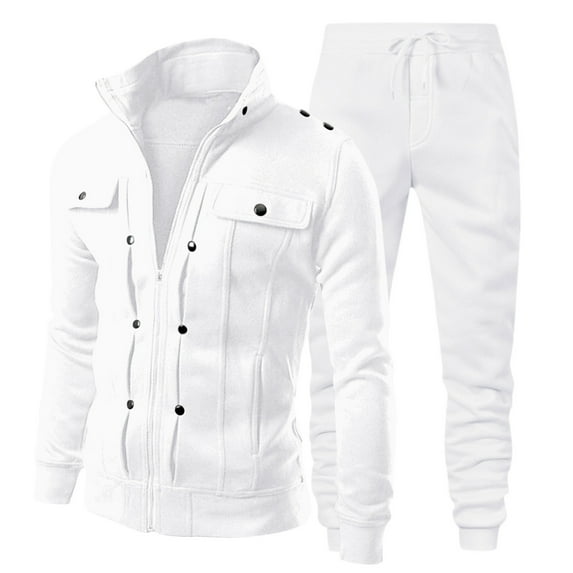 JIKNTTR Men's Track Suits 2 Piece Mens And Womens Autumn Winter Trend Street Loose Sports Classic Solid Color Sweatshirt And Sweatpants Set Sports Jogging Tracksuit