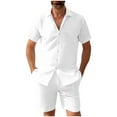 thumbnail image 1 of JIKNTTR Men's Track Suits 2 Piece Oversized And Linen Set Two Piece Clothing Shirt Casual Set Shorts Short Sleeved Shirt Set Beach Tracksuit Set, 1 of 5