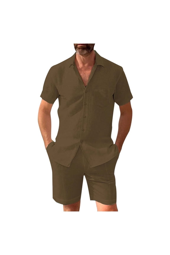Men's Track Suits 2 Piece Oversized And Linen Set Two Piece Clothing Shirt Casual Set Shorts Short Sleeved Shirt Set Leisure Walking Suit