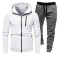thumbnail image 1 of JIKNTTR Men's 2 Piece Sweatsuits Outfits Thin Hooded Jacket Zip Hoodie Coat Casual Long Sleeve Jacket With Jogging Pants Sets Stylish Sweatsuit Outfits, 1 of 2