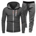 thumbnail image 1 of JIKNTTR Mens 2 Piece Outfits Casual Tracksuit 2024 New Sportswear Long Sleeved Hooded Jacket Zipper Cardigan Casual Sweatpants Set Summer Fashion Casual Shirts and Short Set, 1 of 2