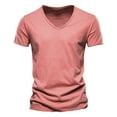 thumbnail image 1 of JIKNTTR Mens Casual T-Shirt Short Sleeve V Neck Soft Tee Shirts Fashion Simple Solid Color T Shirt Top Fashion Tee Shirts Slim Fit T-Shirts, 1 of 2