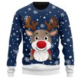 thumbnail image 1 of JIKNTTR Mens Christmas Sweater Stylish Christmas Print Crewneck Sweaters For Men Women Holiday Graphic Pullover Tops Trendy Pullover Sweater, 1 of 4