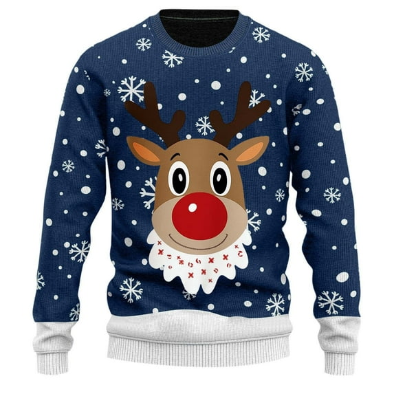 JIKNTTR Mens Christmas Sweaters Christmas Reindeer Print Knit Turtleneck Sweatshirt Fashion & Cute Holiday Sweater Fashion Street Knitwear
