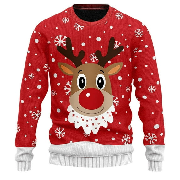 JIKNTTR Mens Christmas Sweaters Christmas Reindeer Print Knit Turtleneck Sweatshirt Fashion & Cute Holiday Sweater Trendy Knitted Pullover