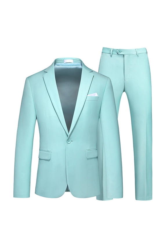 Mens Fashion Suit Men's Suits 2 Piece Slim Fit Casual One Button Solid Color Suits For Men Business Wedding Party Blazer & Pants Set Commuting Work Outfits