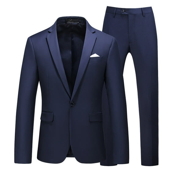 JIKNTTR Mens Fashion Suit Men's Suits 2 Piece Slim Fit Casual One Button Solid Color Suits For Men Business Wedding Party Blazer & Pants Set Leisure Versatile Outfit