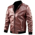 thumbnail image 1 of JIKNTTR Mens Leather Jacket Men's Motorcycle Coats Fashion Leather Jacket Spring Fall Casual Leather Jackets Mens Leather Motorcycle Jacket, 1 of 3