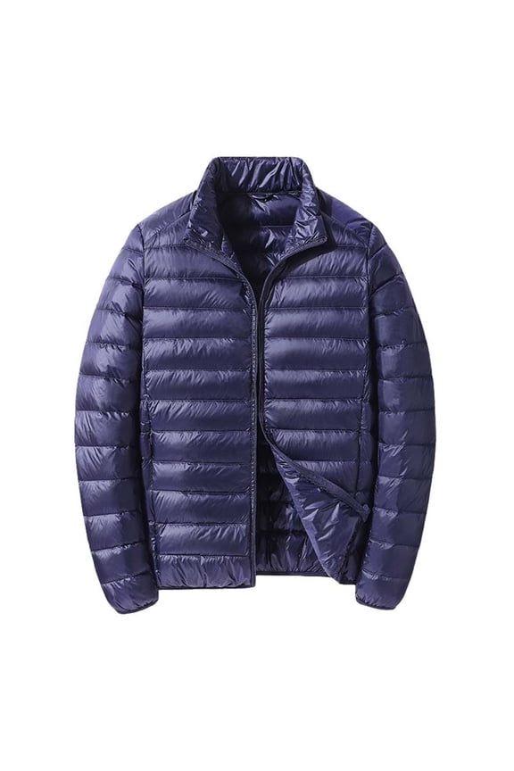 Mens Lightweight Packable Puffer Jacket Lightweight Puffer Down Jacket Stand Collar Thin Coats Trendy Warm Quilted Jackets Travel Puffy Coat for Snow Ski Hiking