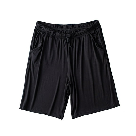 JIKNTTR Mens Pajama Shorts Bamboo Rayon Sleep Shorts Soft Comfy Casual Pants With Drawstring & Pockets Loungewear Lightweight Sleep Pants for Men