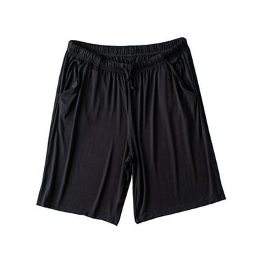 JIKNTTR Mens Pajama Shorts Bamboo Rayon Sleep Shorts Soft Comfy Casual Pants With Drawstring & Pockets Loungewear Lightweight Sleep Pants for Men