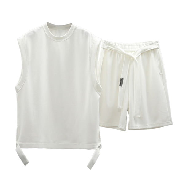 JIKNTTR Mens Summer Track Suits 2 Piece Sleeveless Workout Vest Shorts Sports Two Piece Set Casual Loose Tank Tops Gym Tracksuit Sweatsuits Leisure Walking Suit