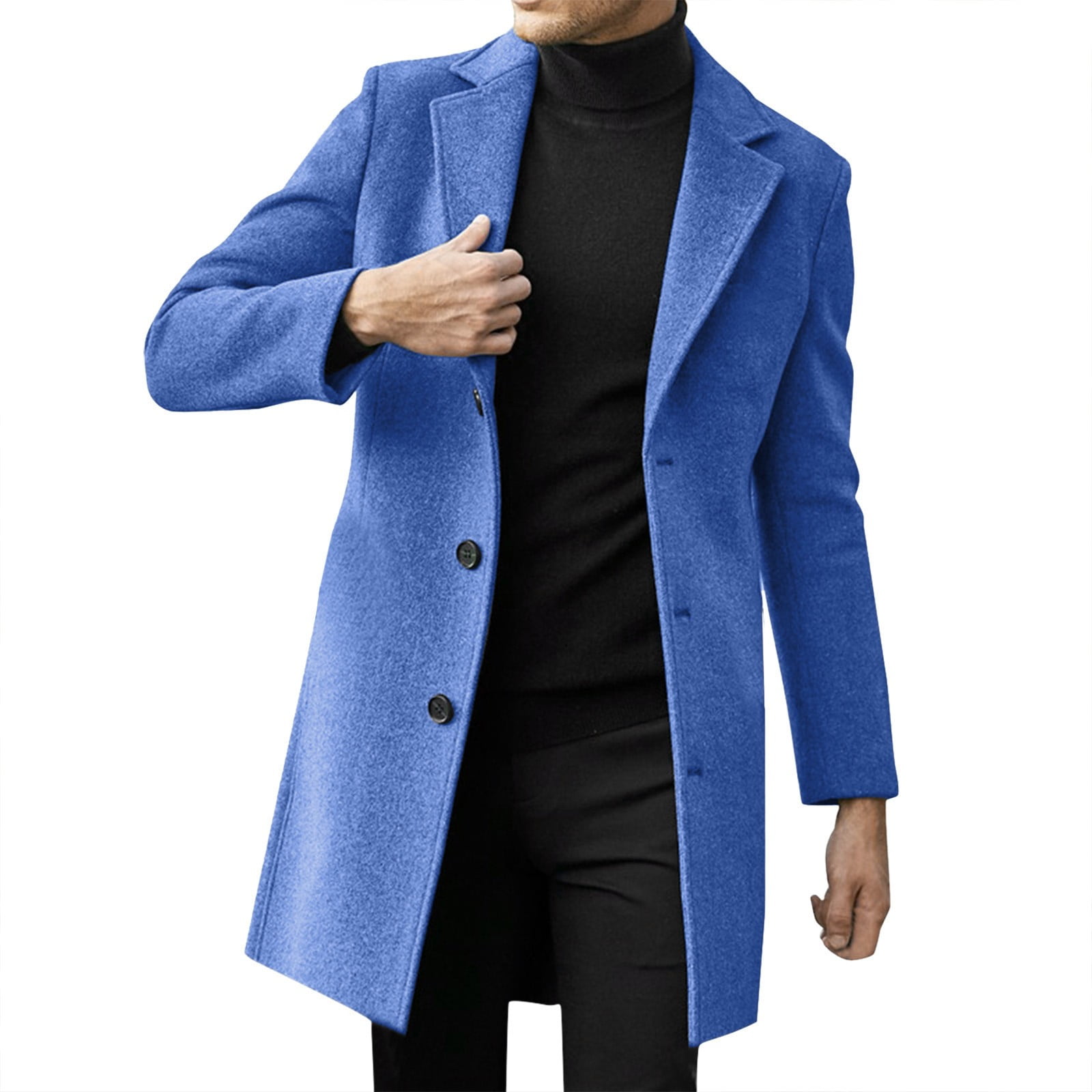 Mens Textured Collared Jacket Trench Coat