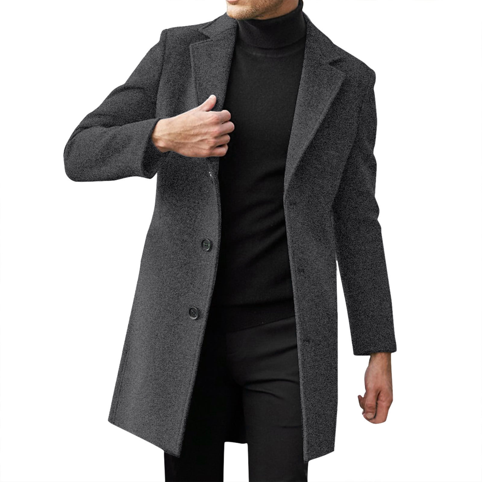 Haxmnou Men's Plus Size Winter Coat, Long Sleeve Button-Up