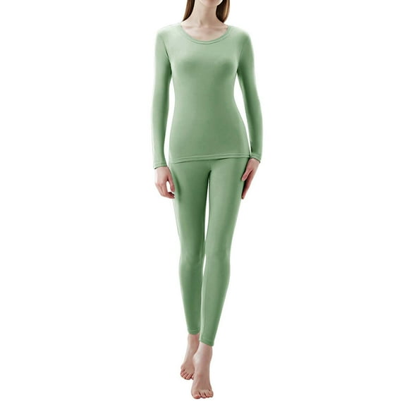 JIKNTTR New Thermal Underwear Women's Breathable Soft Set Base Layer Top & Bottom Long Johns With Lined Winter Warm Outfits Set Long Underwear for Cold Weather