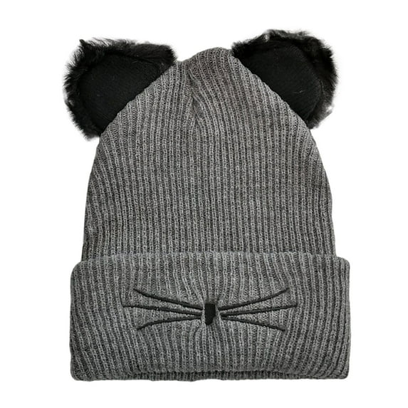 JIKNTTR New Winter Hats Cute Cat Ear Hat With Embroidered Knit Beanie Hat Warm Knit Crochet Ski Cap