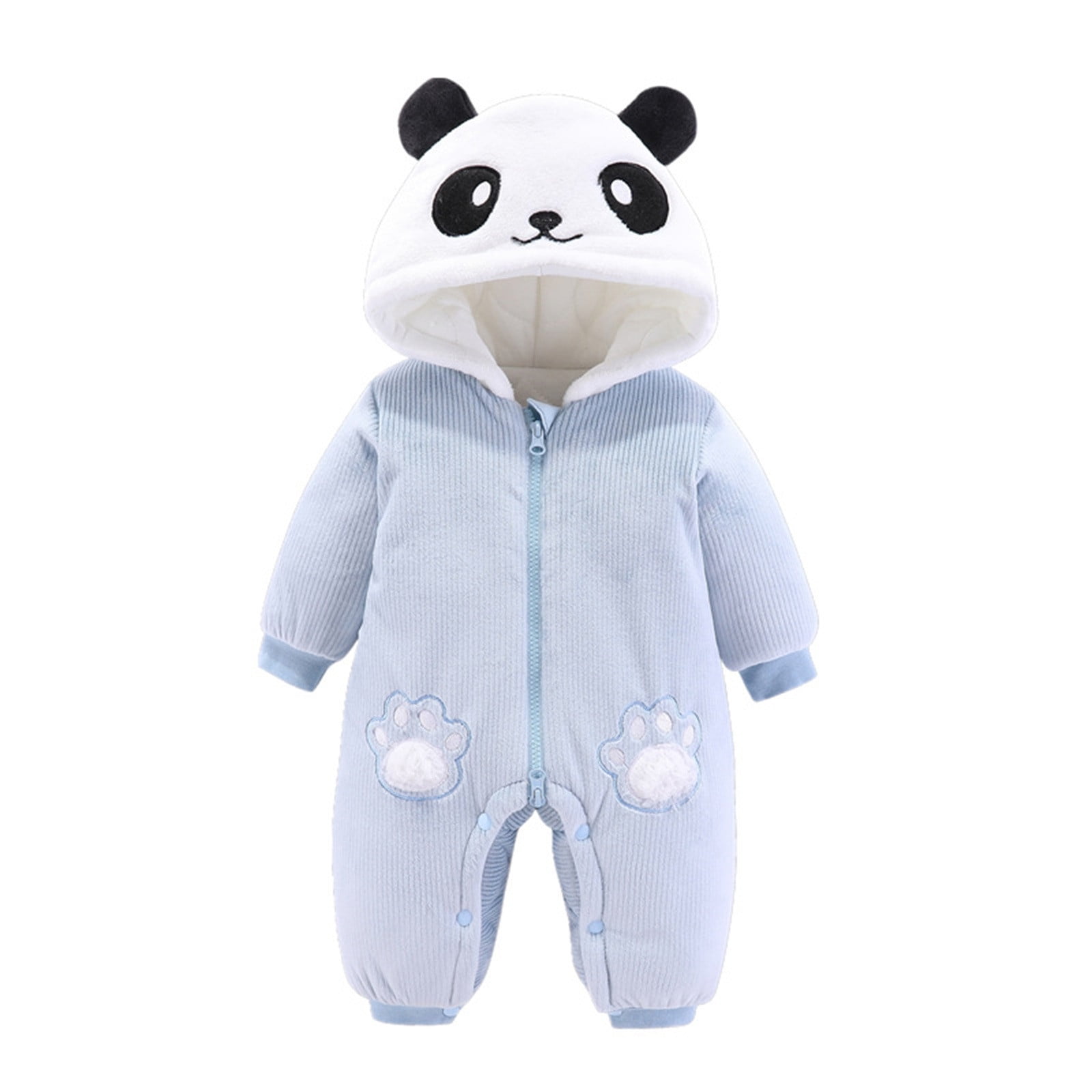 JIKNTTR Baby Winter Snowsuit Cartoon Bear Hooded Romper Jumpsuit Winter Coat for Baby Girls Boys Bear Warmer Snowsuit 9-12 Months