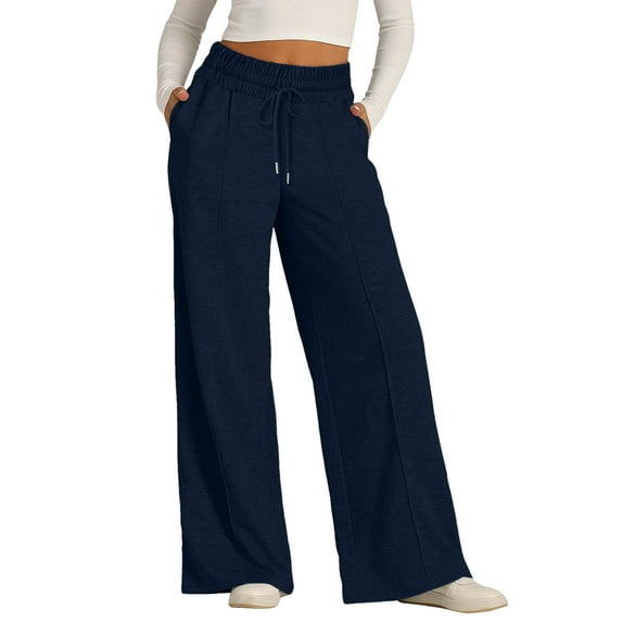 JIKNTTR Oversized Wide Leg Sweatpants Women Elastic Drawstring Straight Leg Pants Comfy Loose Lightweight Summer Yoga Sweatpants With Pockets Lightweight Trousers