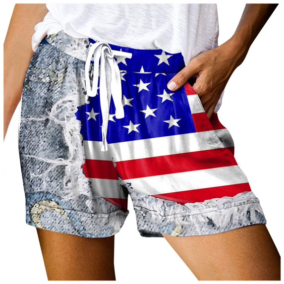 JIKNTTR Running Shorts For Women Casual Drawstring Shorts Summer Elastic Waist Shorts Pocketed Pants Women's Hiking Cargo Shorts