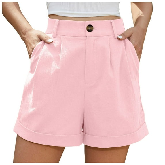 JIKNTTR Running Shorts For Women High Waist Linen Shorts Roll Up Pleated Zippered Wrap Hem Wide Leg Shorts With Pockets Quick Dry Lightweight Summer Shorts