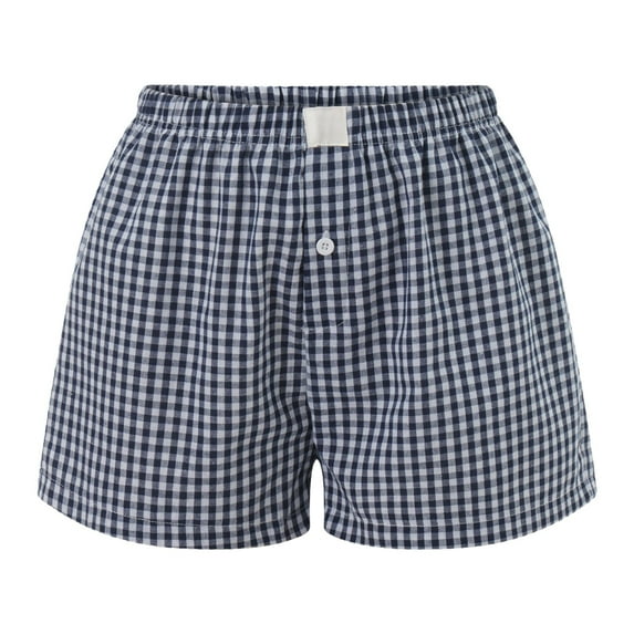 JIKNTTR Shorts For Women Shorts Cute Soft Plaid Print Button Front Pajama Bottoms Shorts Sleepwear Womens Drawstring Shorts