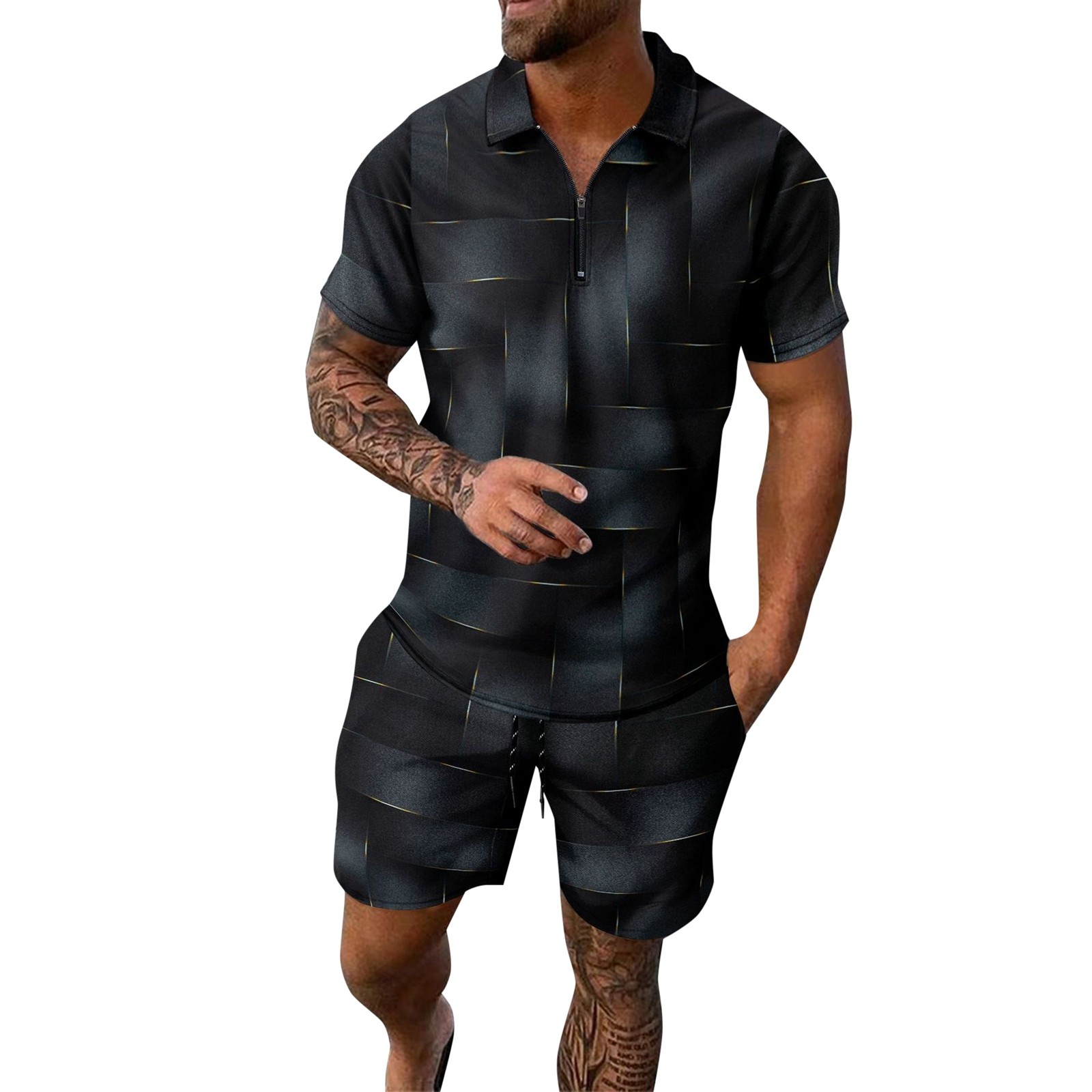 JIKNTTR Stylish Men 2 Piece Outfit Mens Short Sleeve Casual Shirt And Shorts Sets Two Piece Summer Outfits Zip Tracksuit Set For Men S Xxl Daily Comfort Loungewear