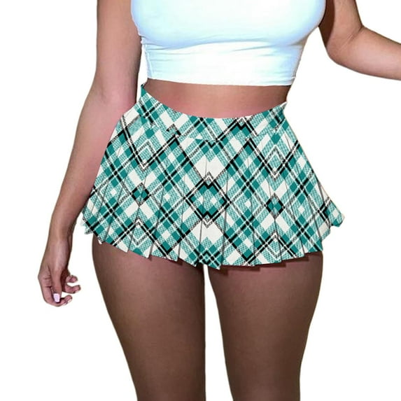 JIKNTTR Stylish Skirts For Women Mini Pleated Skirts For Women Sexy Cute Short Cargo Skirt Skater A Line Pleated Mini Skirt With Slit Vacation Resort Skirt