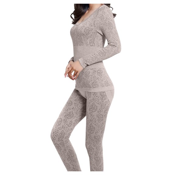 JIKNTTR Thermal Underwear For Women Soft Long Johns Set Lace Base Layer Winter Warm Top & Bottom 2Pcs Women's Thermal Underwear Set Women Thermal Underwear Set