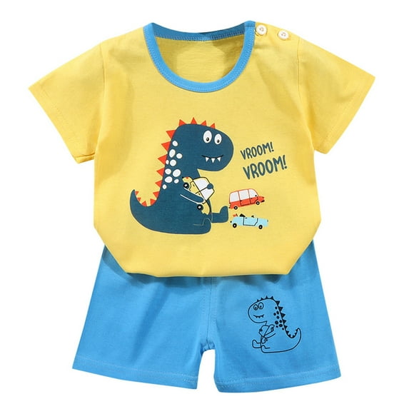 JIKNTTR Toddler Baby Boy Clothes Summer Outfits Short Sleeved T Shirt And Shorts Two Piece Set Boys Girls Casual Wear Trendy Toddler Outfits Set For 5-6 Years