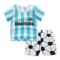 thumbnail image 1 of JIKNTTR Toddler Boys Girls Summer Outfits Short Sleeved Cartoon Printed T Shirt Tops And Shorts 2 Piece Children's Suit Stylish Gentleman Suits For 2-3 Years, 1 of 3