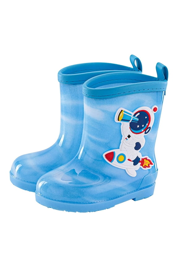 Toddler-Kids Waterproof Light Up Rain Boots Children's Rain Shoes Galoshes Cartoon Boys And Girls Baby Rain Boots Water Shoes Kids Rain Boots with Easy-on Handles