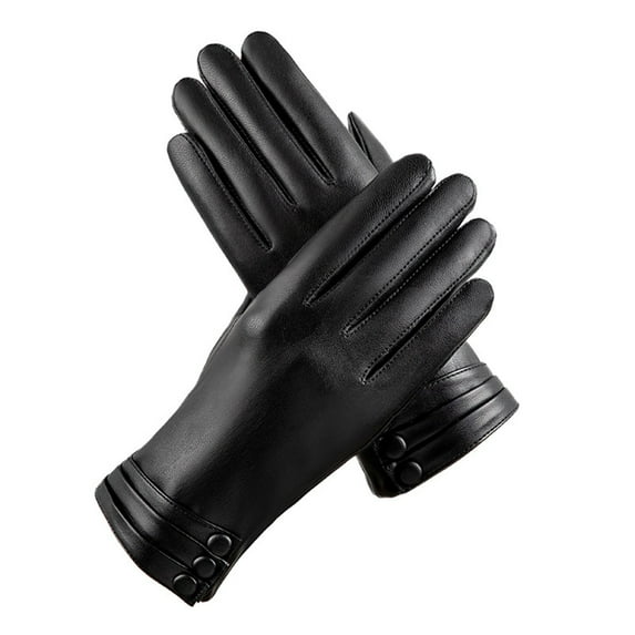 JIKNTTR Winter Leather Gloves For Women Lined Warm Gloves Touchscreen Texting Thick Thermal Snow Driving Gloves