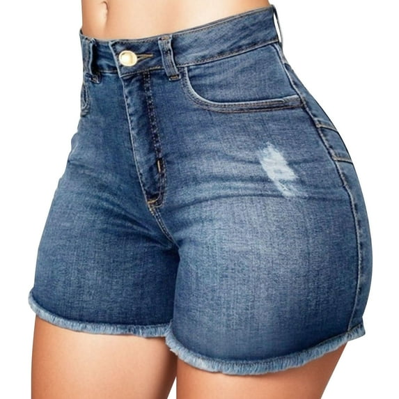 JIKNTTR Women Casual Summer Mid Waist Stretchy Denim Jean Shorts Short Hot Pants High Waisted Women Ripped Denim Shorts Slim Fit Jeans Pants Hiking Athletic Shorts Yoga Lounge Pants