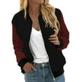JIKNTTR Women Cropped Bomber Jacket Lightweight Zip Up Casual Jacket