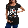 thumbnail image 1 of JIKNTTR Women Halloween Skeleton Maternity Shirt New Short Sleeve Pregnancy Tops Blouses Soft Comfy Baby Pregnancy Tops Loose Fit Casual Tops Trendy T Shirts, 1 of 3