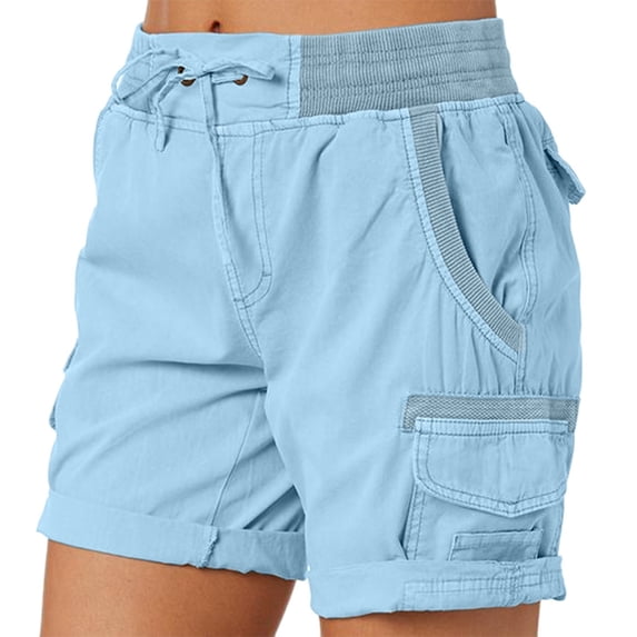 JIKNTTR Women Mid Rise Ripped Stretchy Jeans Shorts Women Cargo Shorts Summer Loose Hiking Shorts With Pockets Summer Hot Pants with Pockets Versatile