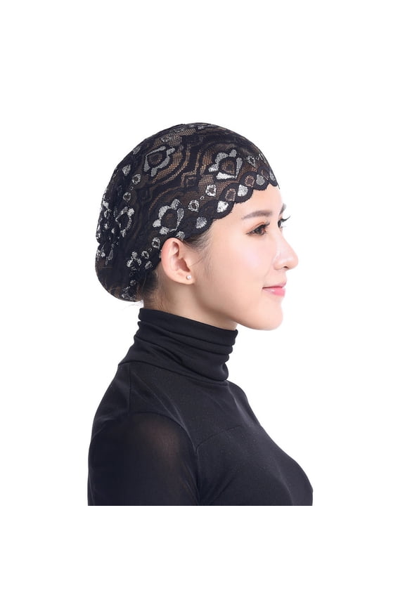 Women Turban Cap Head Wraps Lace Hat Scarf Ethnic Style Loss Women Cap Stretch Wrap Turban Head Cap Hair Baseball Caps Headwear Turban Beanie Caps