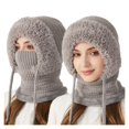 thumbnail image 1 of JIKNTTR Women Winter Beanie Hat Circle Scarf Set Ski Snow Ear Flaps Knit Hats Lined Warm Winter Hats, 1 of 3