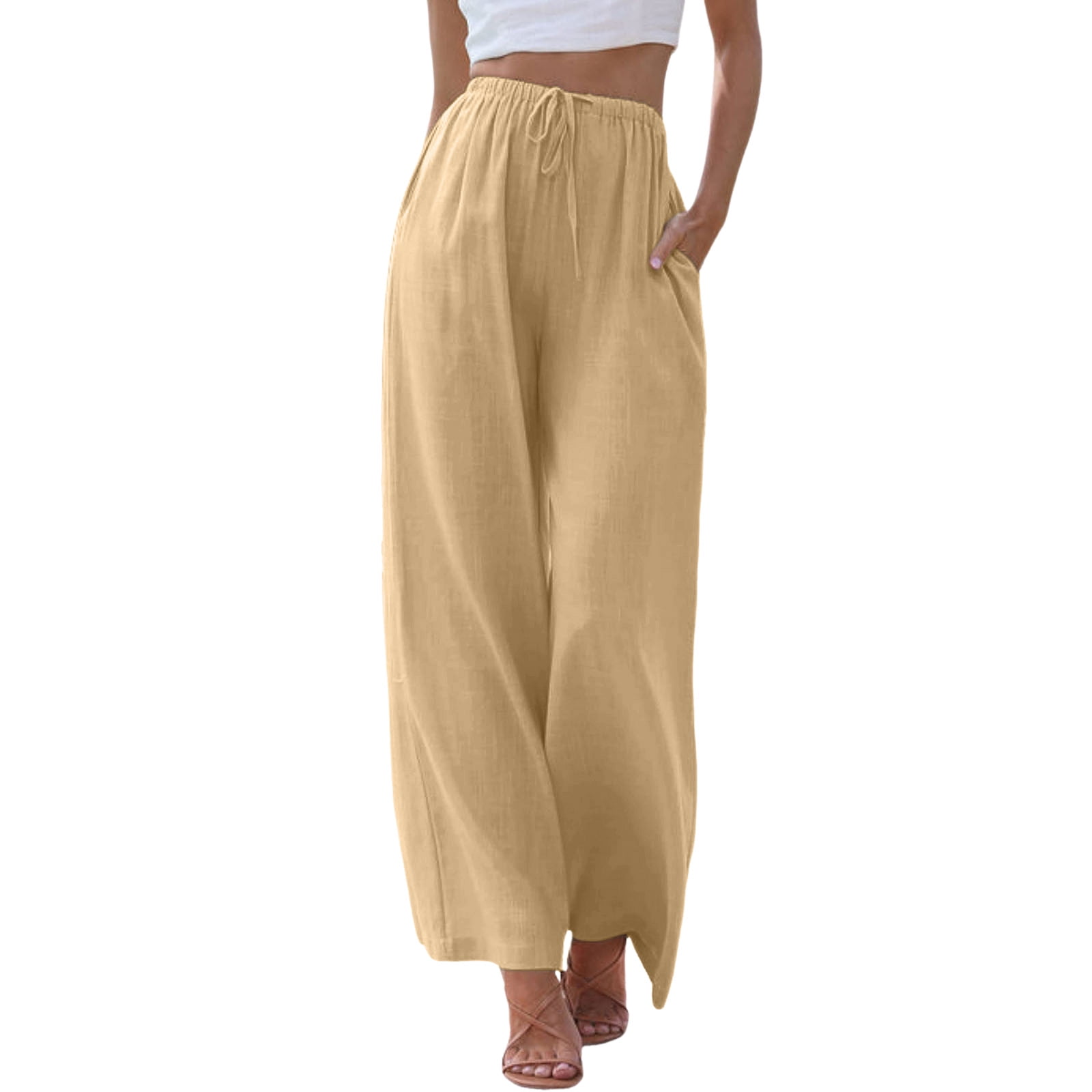 JIKNTTR Women's 2025 Summer Pants Women High Waisted Wide